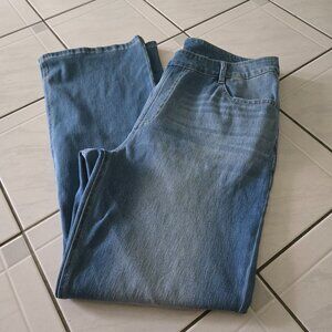 Halara Flex High Waisted Pockets Washed Casual Bootcut Jeans Cedar Blue Denim XL